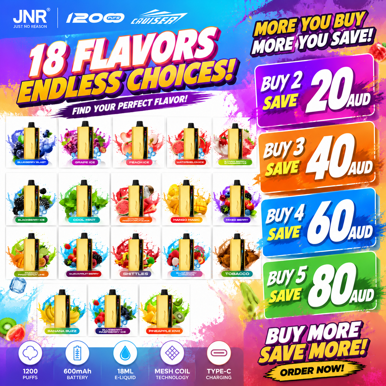 CRUISER 12000 PUFFS Disposable Vape–Limited-Time Threshold Discount Campaign（Ship from Australia）