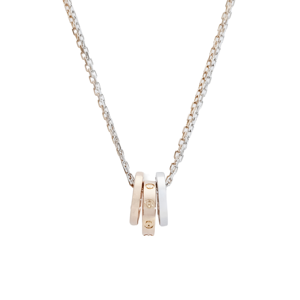 Cartier Love Necklace 18K White Gold & 18K Rose Gold Diamond B7219700