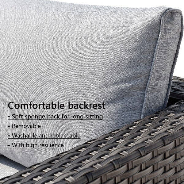 OVIOS Patio Furniture Deep Seat Wicker 9piece Set