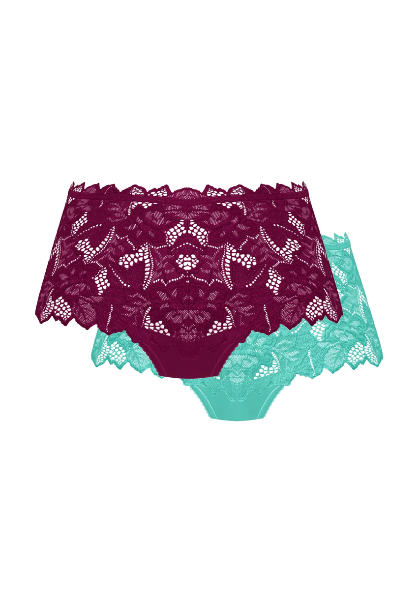 Lot de 2 culottes Arum Magenta Pourpre et Vert Aquifère