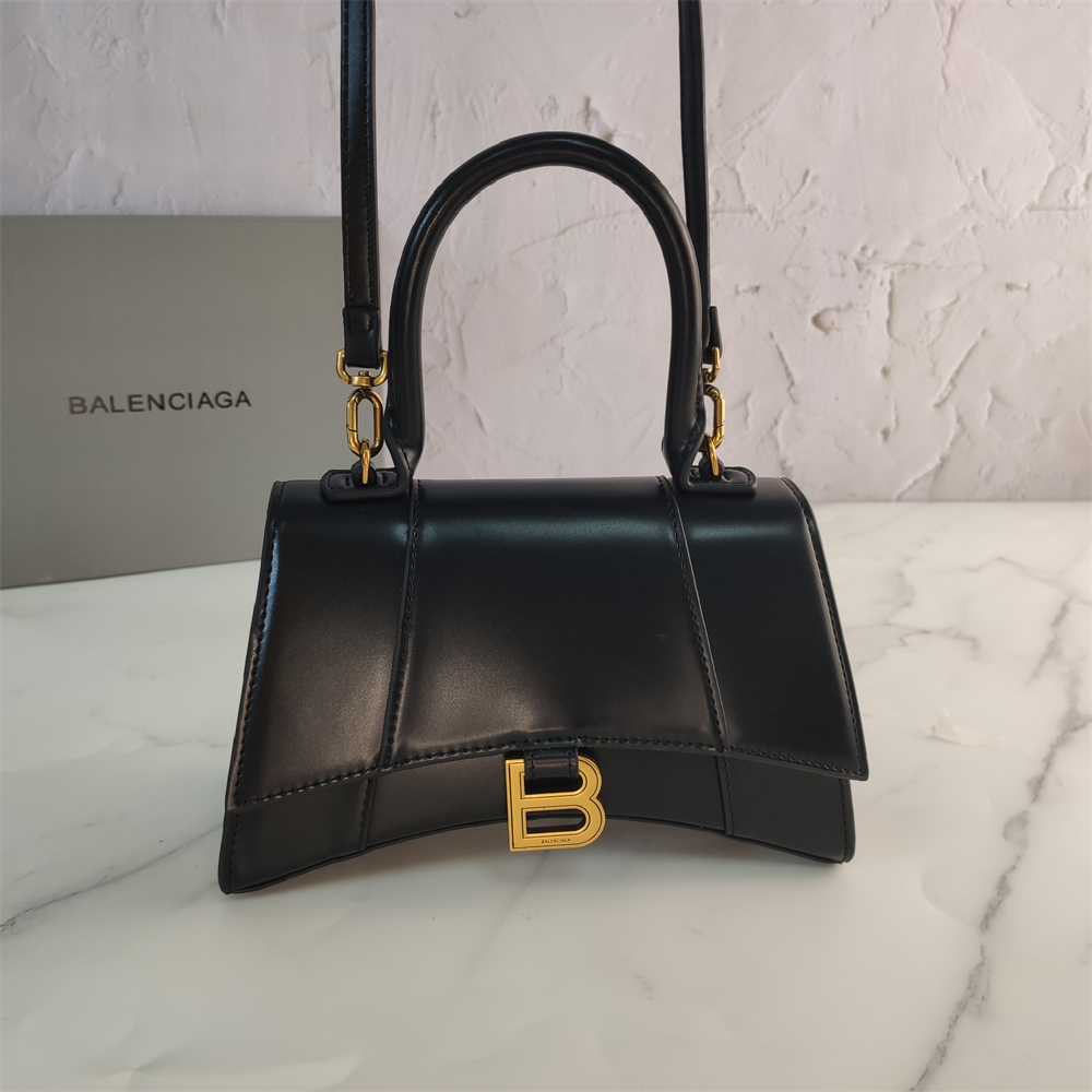 Balenciaga Black Croc Embossed Leather Hourglass Handle Bag - cnluxepick