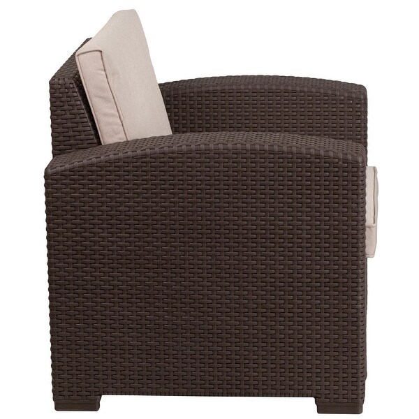 Faux Rattan Chair with AllWeather Cushion