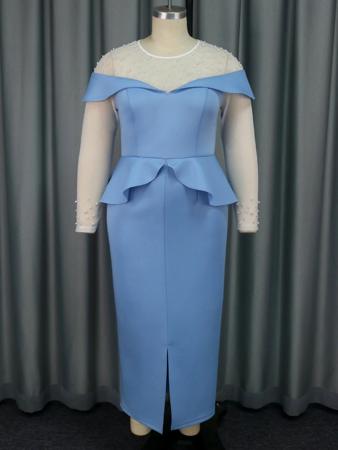 Elegant Off Shoulder Maxi Dress with Pearl EmbellishmentsClistos