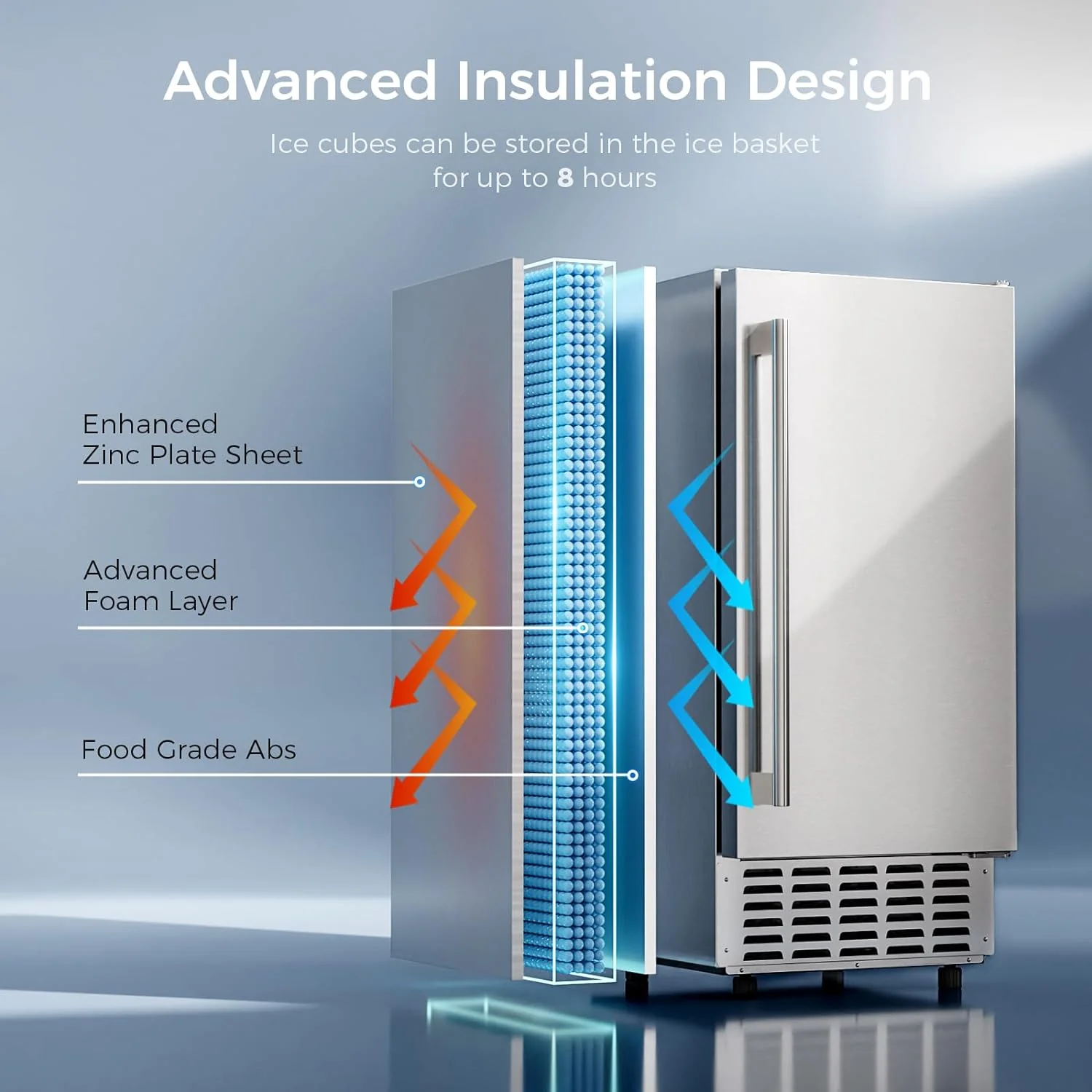 Kismile Commercial Under Counter Built-in Nugget Ice Maker Z5830N