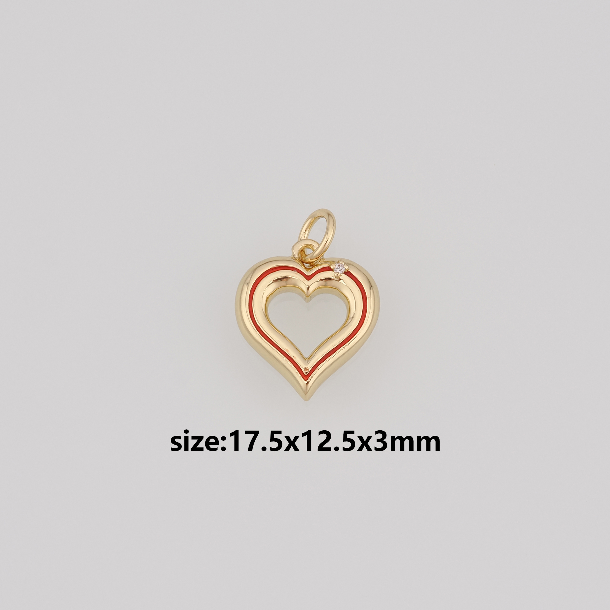 18K Gold Filled Heart Pendant,Enamel Heart Charm Earrings Necklace for DIY Jewelry Making Supply