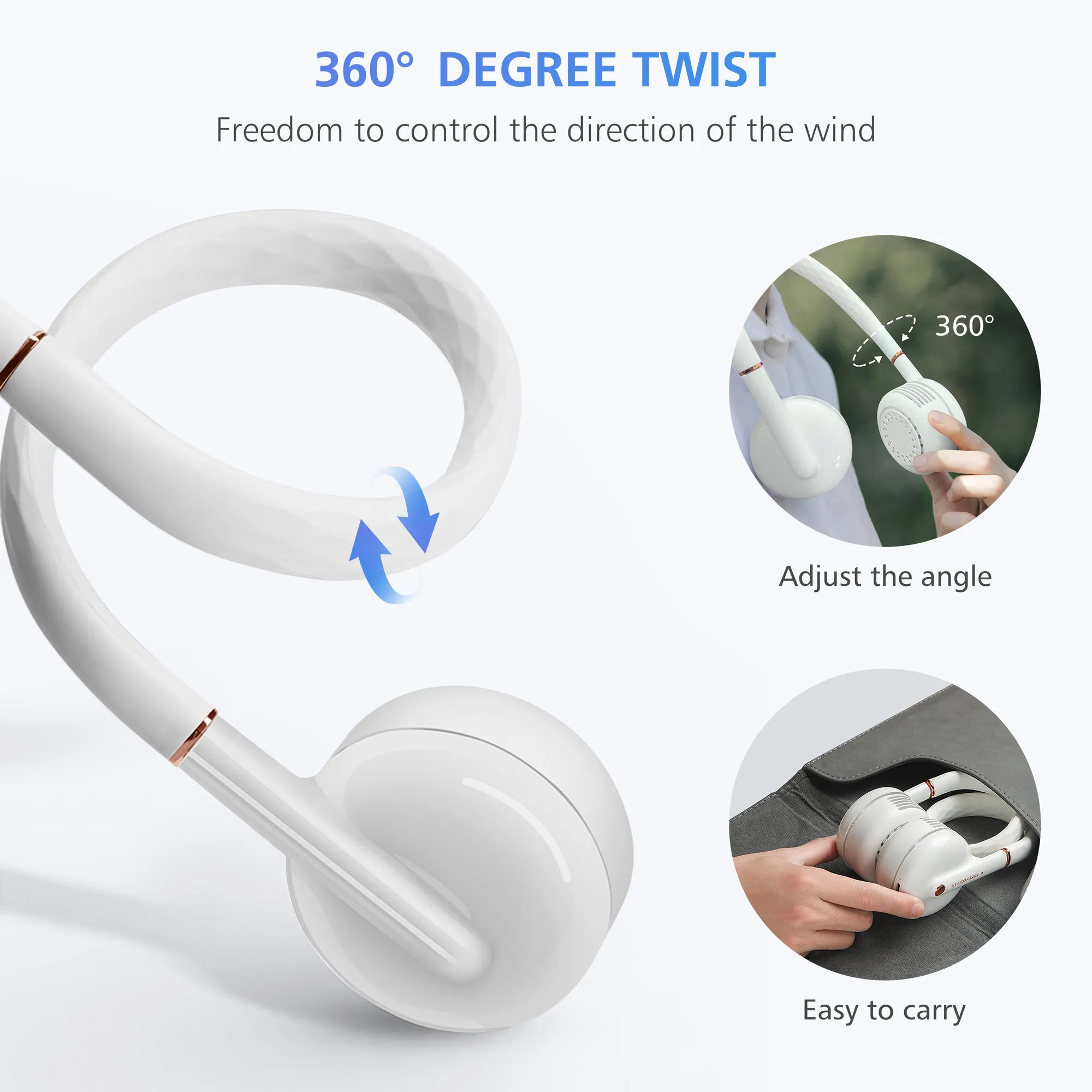 Bladeless Wearable Hands Neck Fan with 3 Speeds - F121