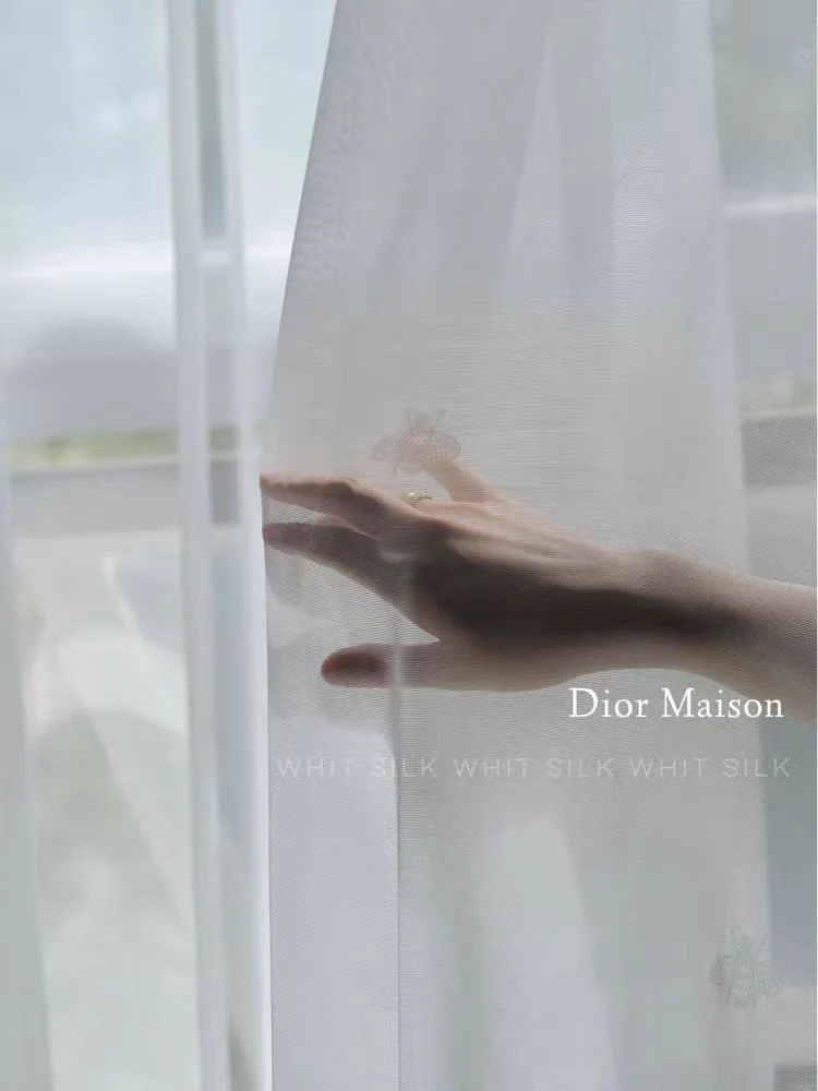 FS001 - DiorMaison Embroidered Silk Little Bee Soft Light Sheer Curtains Anti-Mosquito Translucent Living Room Bedroom Floor-to-Ceiling Curtains