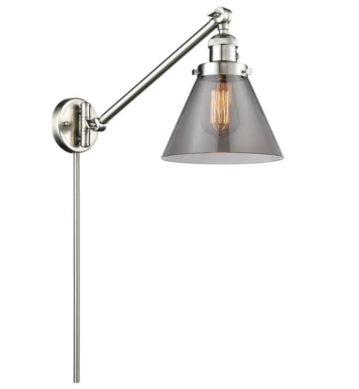 Innovations Lighting 237-PN-G43 Large Cone-1 Light Swing Arm Wall