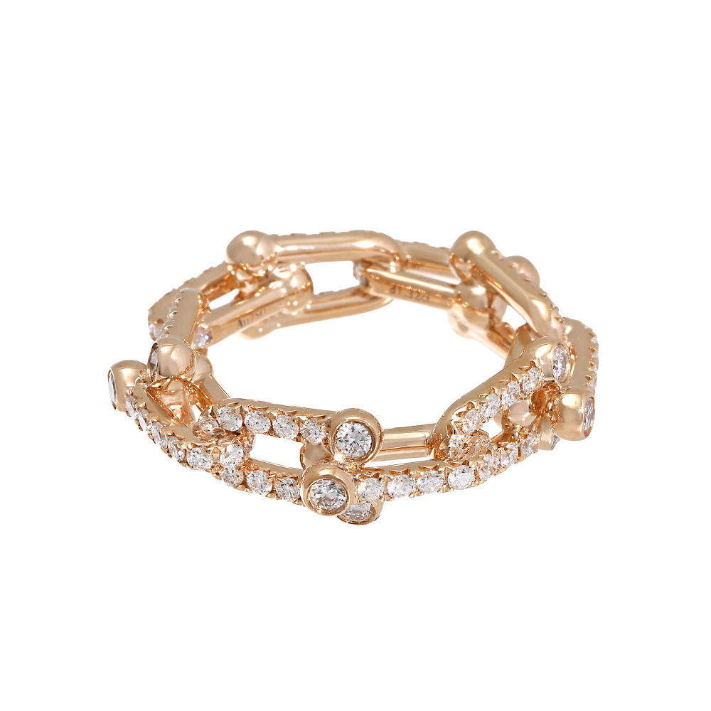 Tiffany & Co. Hardware Link Ring 18K Rose Gold Diamond 72670663