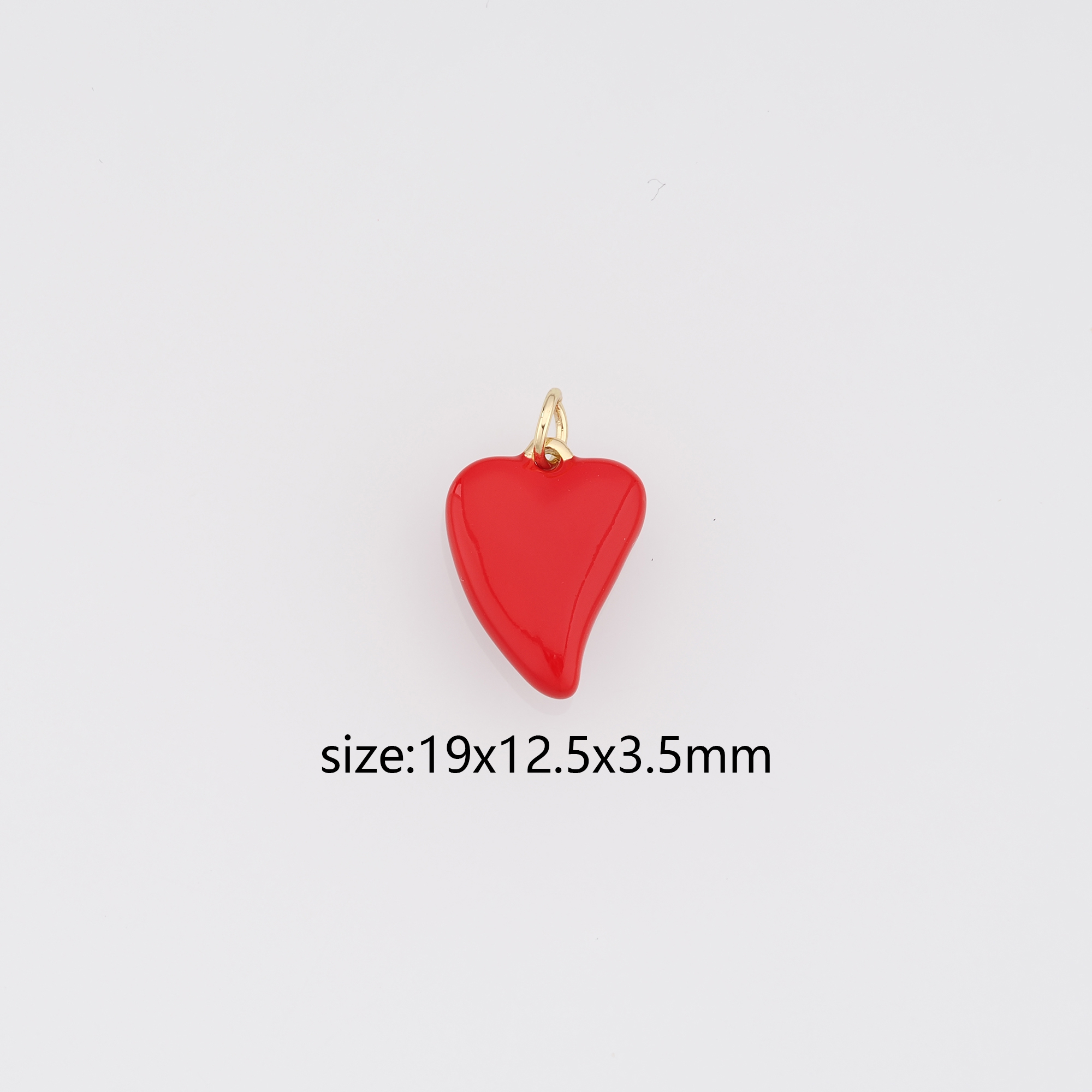 18K Gold Filled Heart Pendant,Enamel Heart Charm Earrings Necklace for DIY Jewelry Making Supply