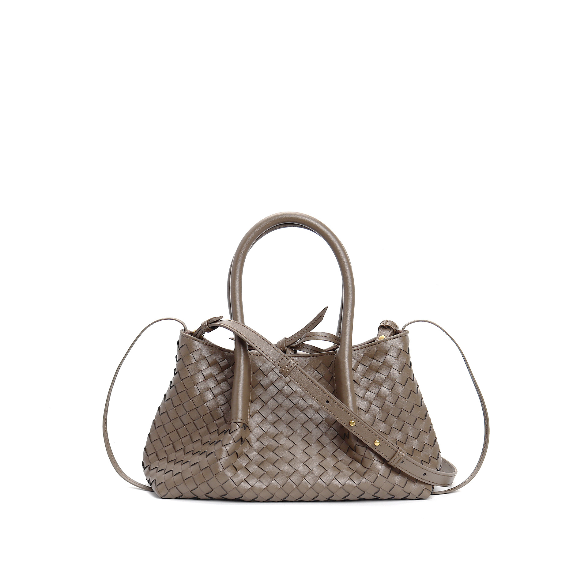 Taupe Woven Leather Tote Bag