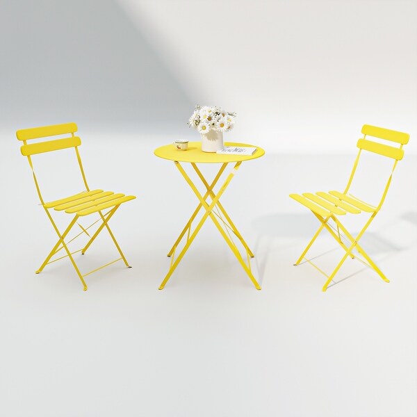 3 Pieces Patio Bistro Set,Balcony Metail Chair Table Set,Beach Patio Chair Set