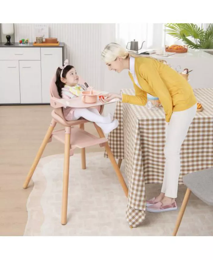 Slickblue 6 in 1 Convertible Highchair with Safety Harness and Removable Tray