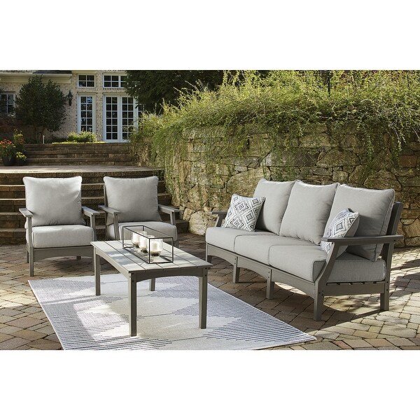 Signature Design by Ashley Visola Gray 4Piece Outdoor Sofa Conversation Set