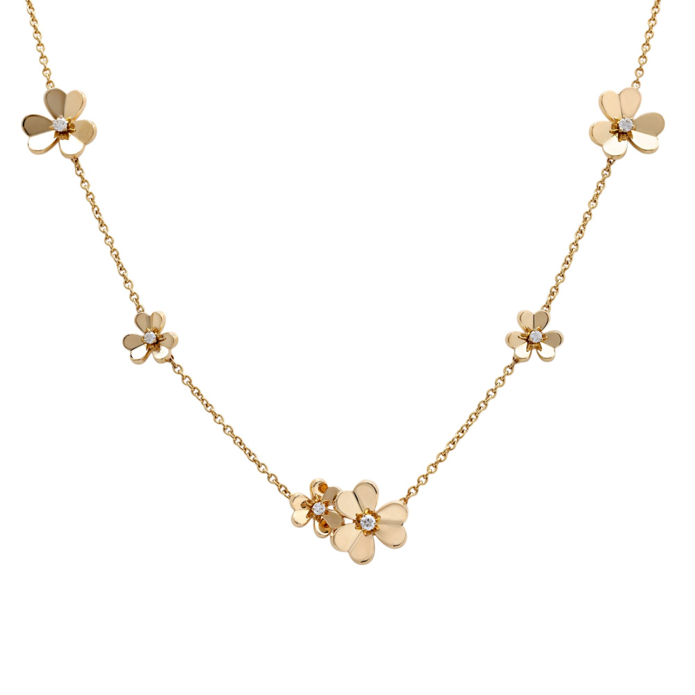 Van Cleef & Arpels Frivole 9 Flower Necklace 18K Yellow Gold Diamond VCARD31500