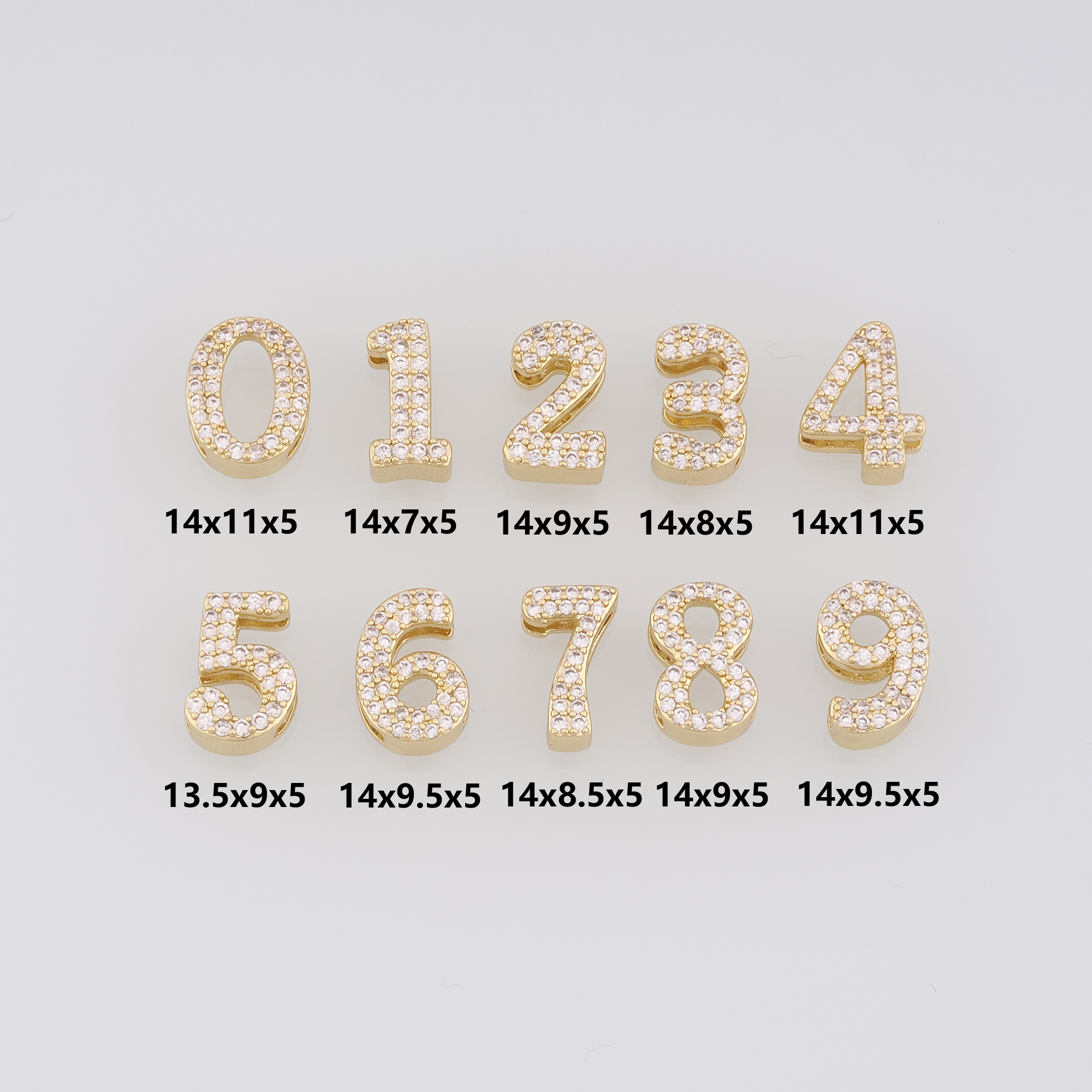 18K Gold Filled Number Spacer Beads,CZ Micro Pave Number Spacer Beads,DIY Jewelry Making Supply