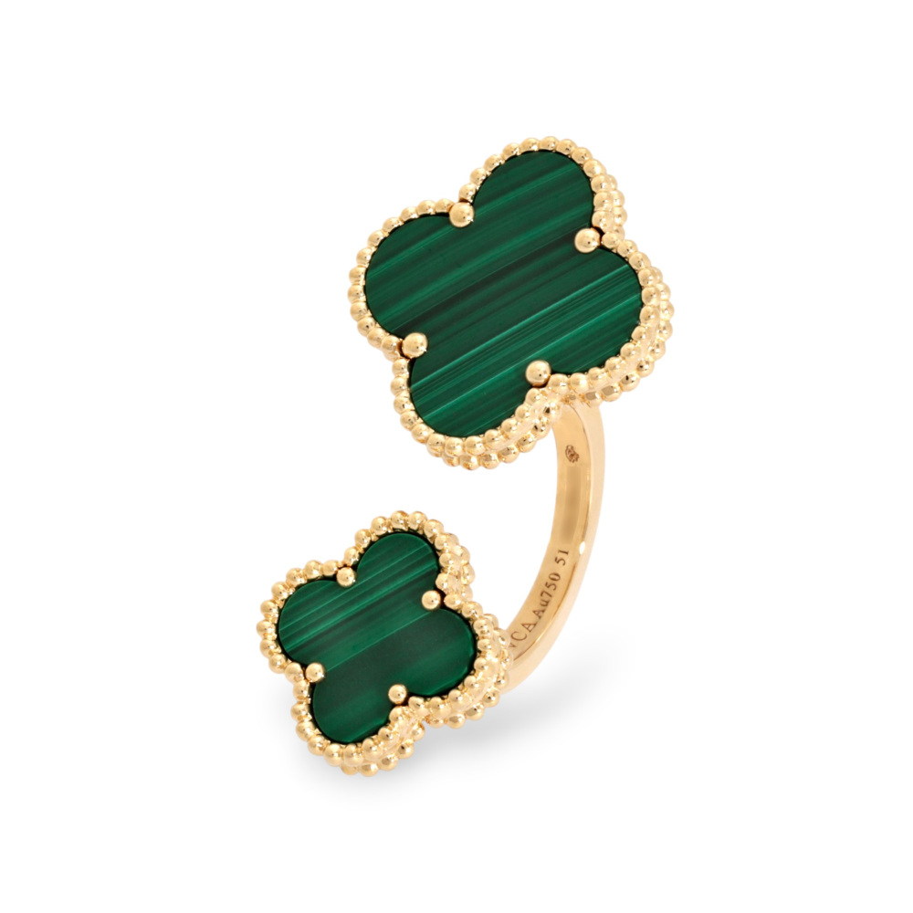 Van Cleef & Arpels Magic Alhambra Ring 18K Yellow Gold Malachite VCARO3MI00