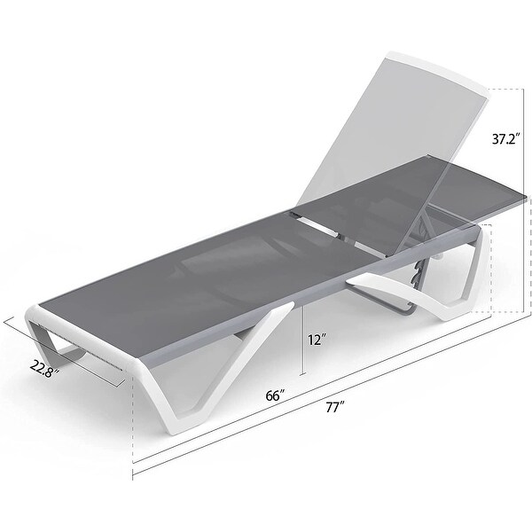 Domi Patio Chaise Lounge,AllWeather Adjustable Recliner with Wheels,Stackable