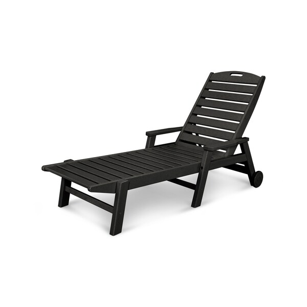 POLYWOOD Nautical Chaise Lounge with Arms and Wheels
