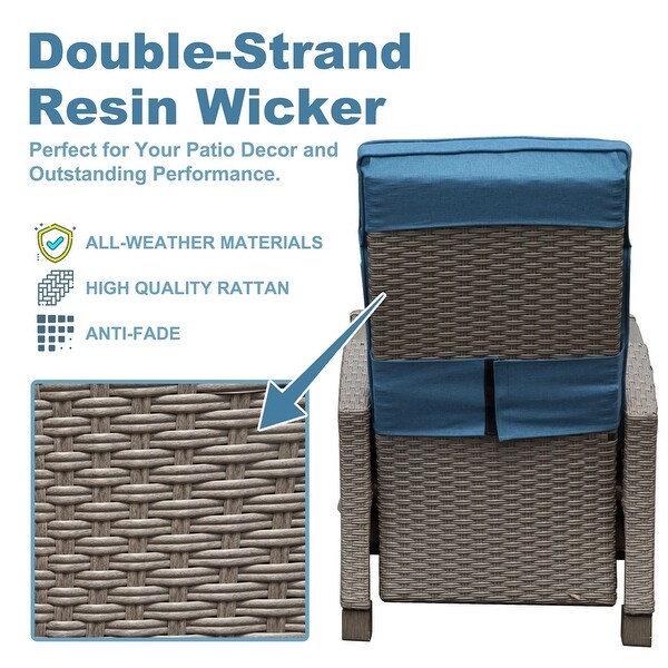 Patio Adjustable Recliner Chair with HandWoven Wicker