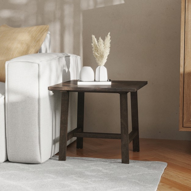 Flash Furniture Eli Solid Wood Farmhouse End Table Trestle Style Accent Table