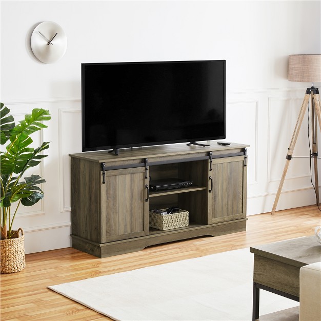 Entertainment Center With Sliding Barn Door