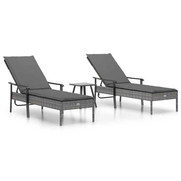 vidaXL Sun Lounger with Cushion Gray Poly Rattan