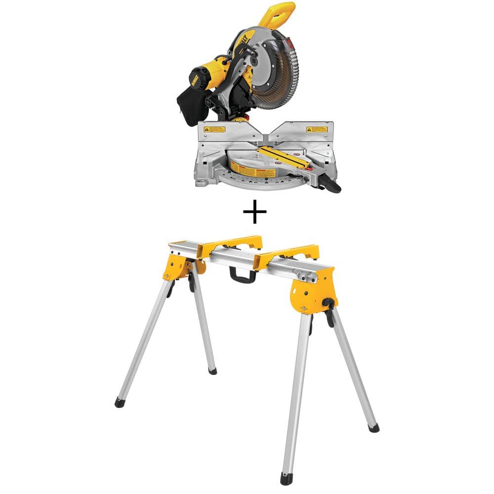 15 Amp Corded 12 in. Double Bevel Compound Miter Saw and Heavy-Duty Work Stand DWS716W725B