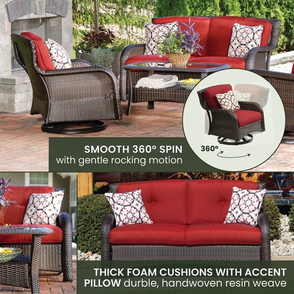 Hanover Strathmere 4Piece Lounge Set in Crimson Red