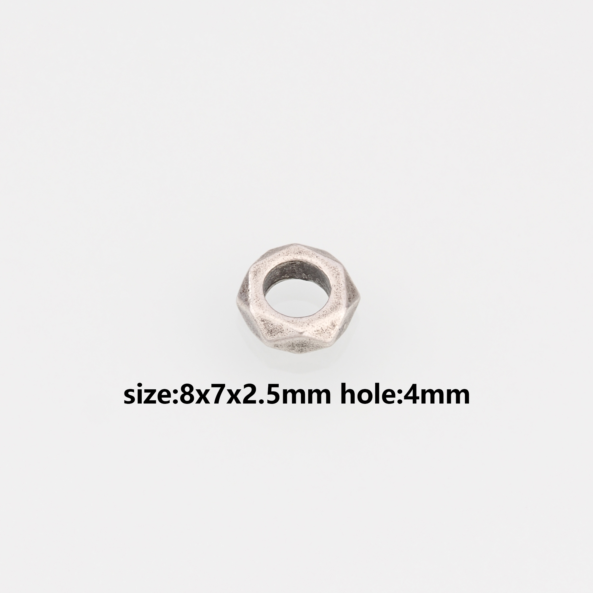 10Pcs Ancient Silver Hexagon Beads,Flat Bead,Hexagon Flat Spacer Beads,DIY Jewelry Making Supply