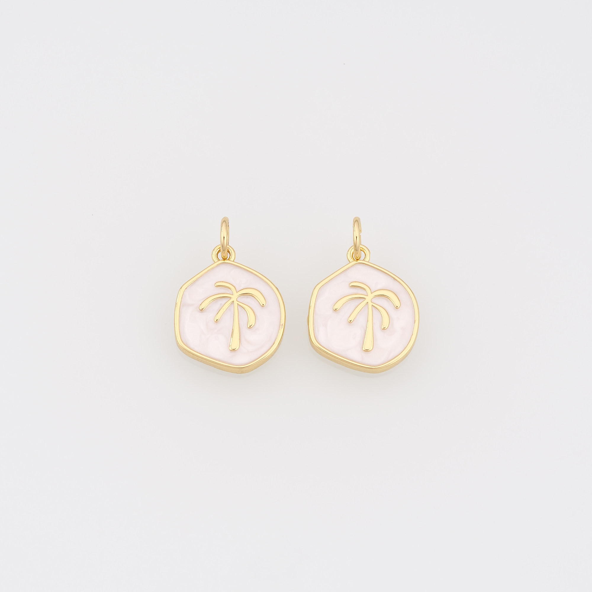 18K Gold Filled Coconut Tree Pendant,Enamel Palm Tree Charm Earrings Necklace for DIY Jewelry Making Supply