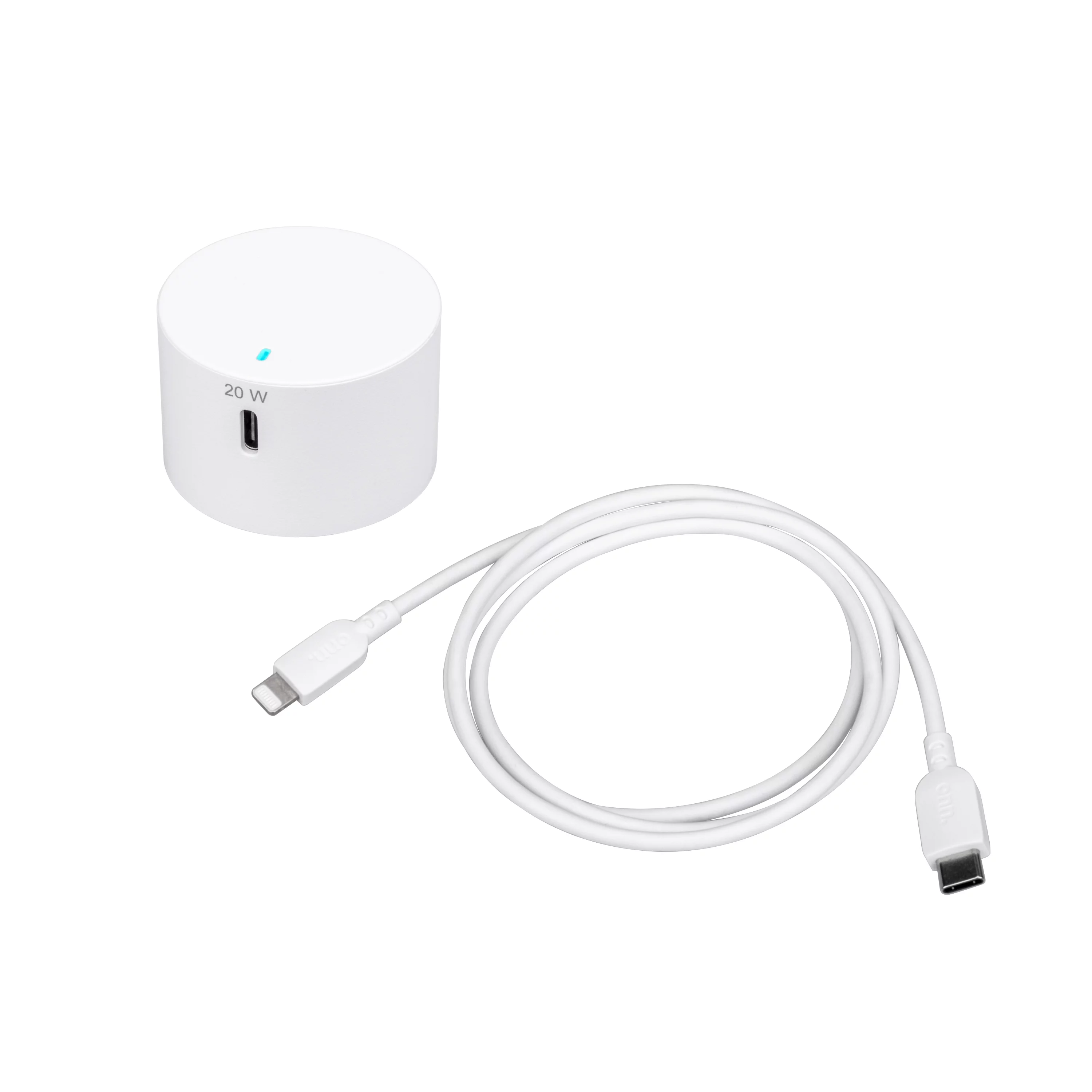 onn. 20W Power Delivery Wall Charging Kit with Lightning to USB-C Cable, White