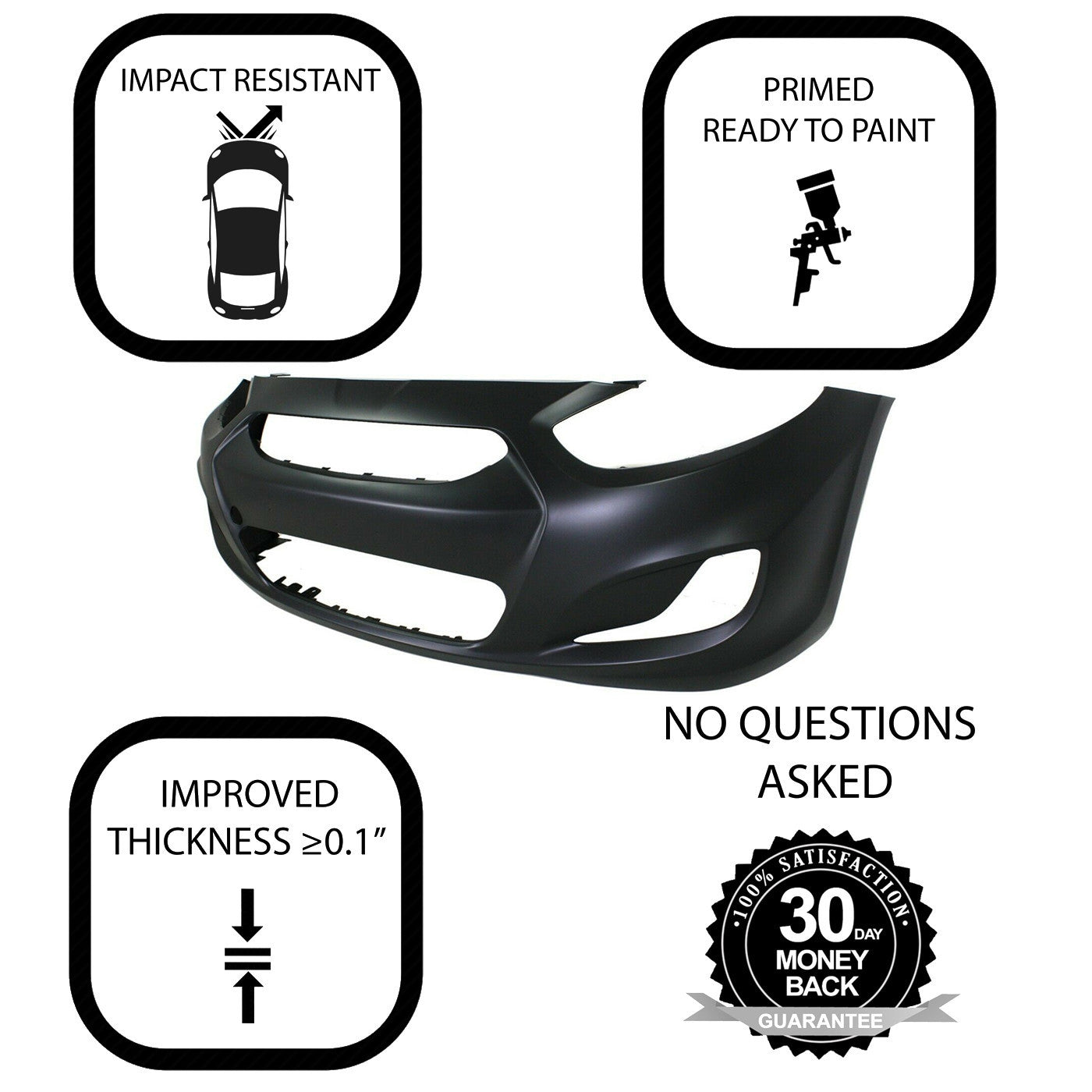 Primed Front Bumper Cover for 2012-2014 Hyundai Accent Sedan/Hatchback HY1000188