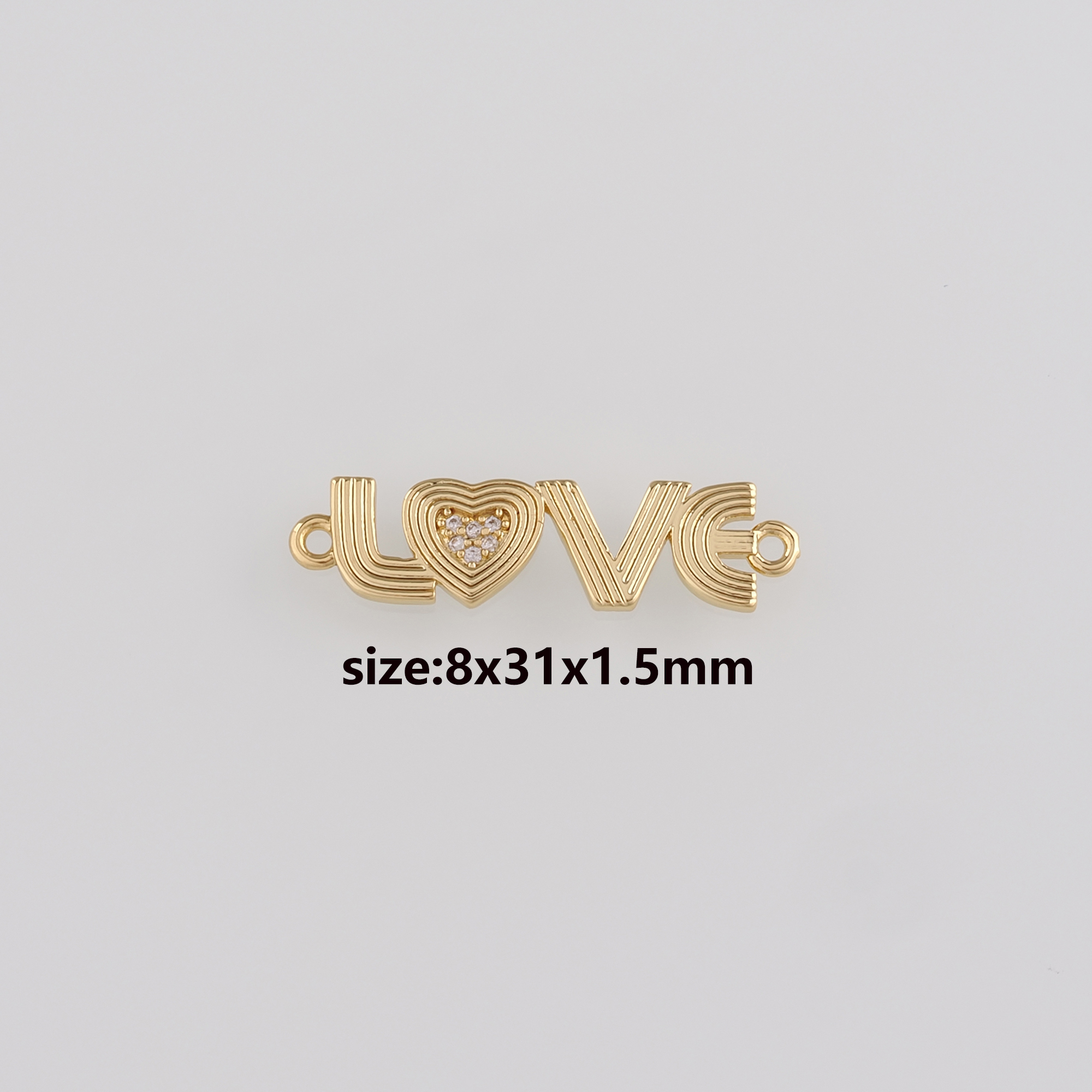 18K Gold Filled Love Connector,CZ Micro Pave Love Charm Necklace Bracelet for DIY Jewelry Making Supply