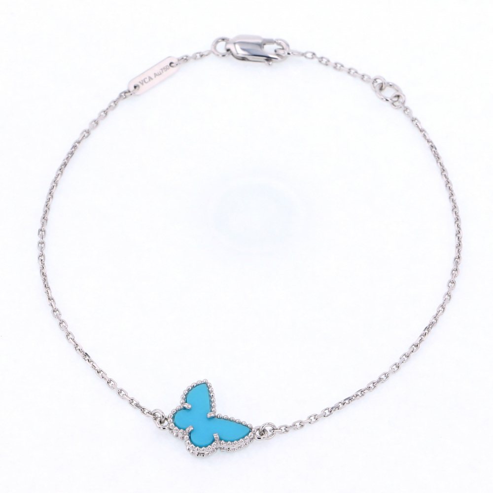 Van Cleef & Arpels Sweet Alhambra Bracelet 18K White Gold Turquoise