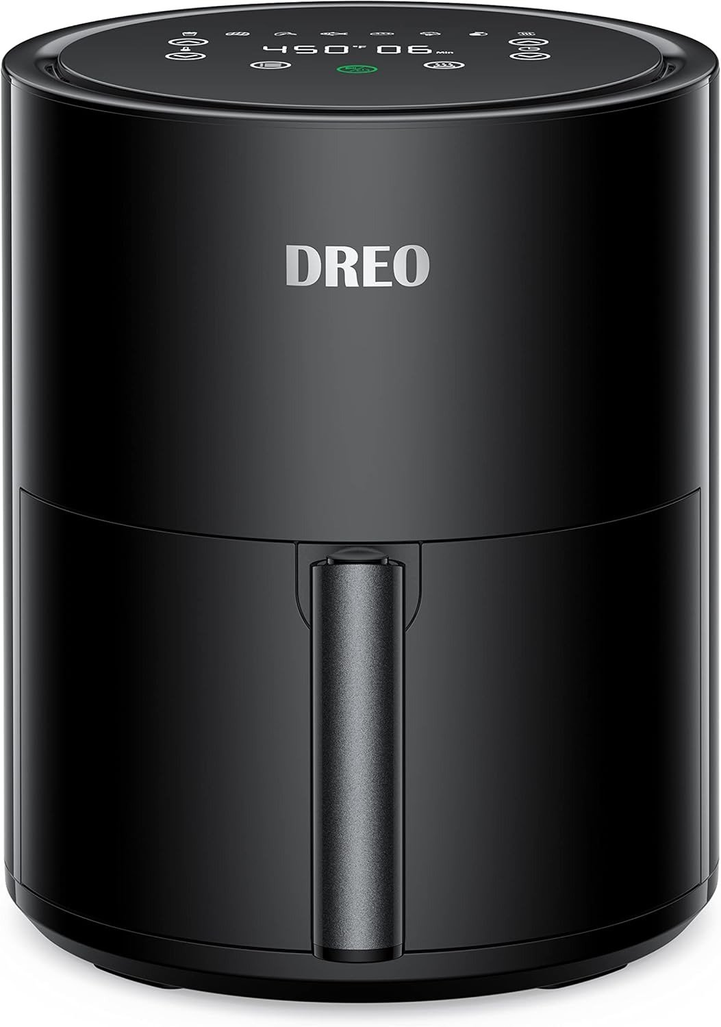 4QT 9-in-1 Electric Air Fryer, 360° Rapid Air Circulation, 100-450°F Wide Temp, Shake Reminder, Touch Screen, Black Stainless Steel