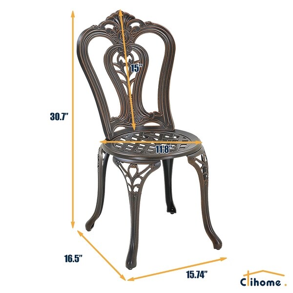 Clihome 3Piece Cast Aluminum Bistro Table Set with Umbrella Hole