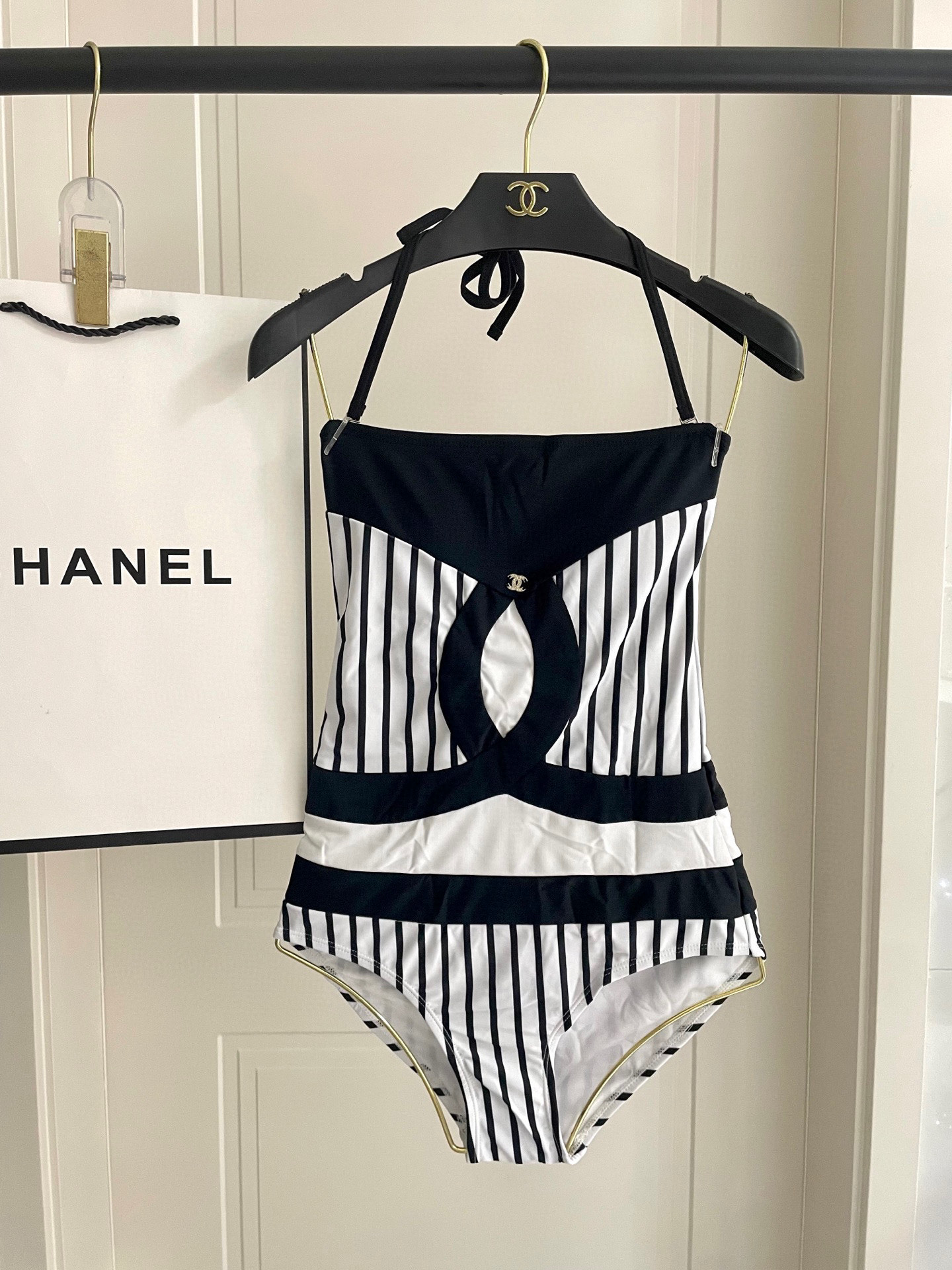 Chanel striped one-piece swimsuit - cnluxepick