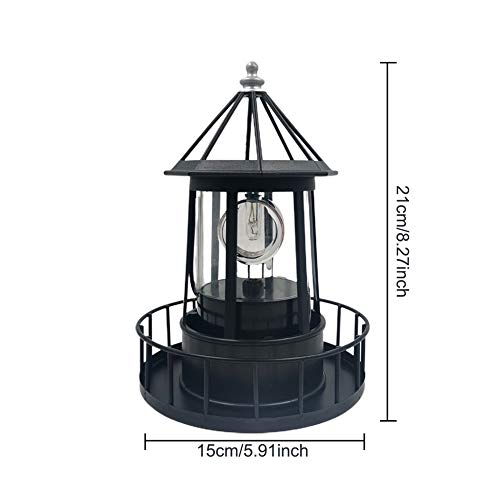 Solar Powered Lighthouse Lamp 360 Degree Rotating Beacon IP65 Waterproof Outdoor Solar Light Durable Landscape Lighting for Outdoor Garden Yard