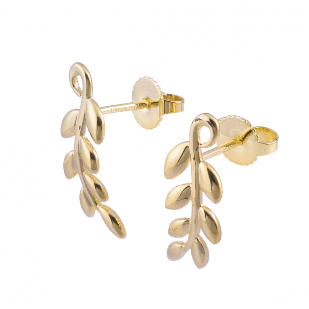 Tiffany & Co. Paloma Picasso Olive Leaf Climber Earrings 18K Yellow Gold