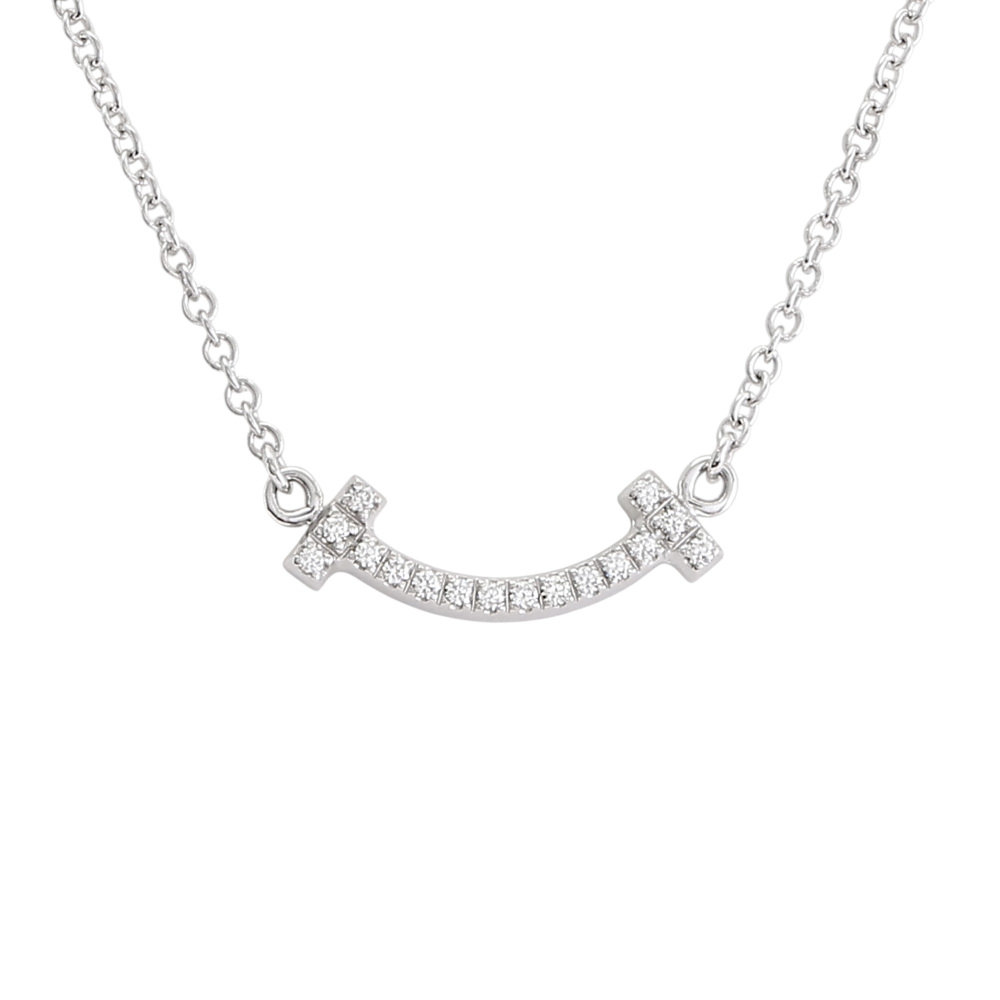 Tiffany & Co. Tiffany T Smile Necklace 18K White Gold Diamond 62617799