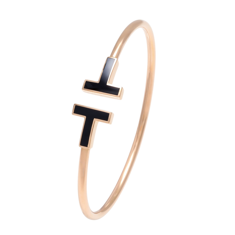 Tiffany & Co. Tiffany T Wire Bracelet 18K Rose Gold Onyx 64028650