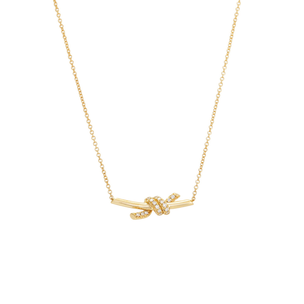 Tiffany & Co. Knot Necklace 18K Yellow Gold Diamond 75123582