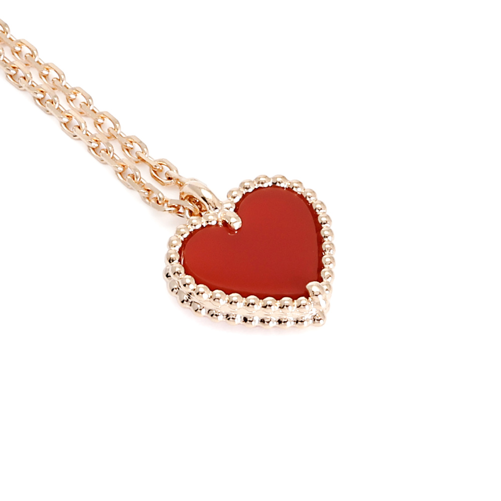 Van Cleef & Arpels Sweetheart Heart Motif Necklace 18K Rose Gold Carnelian VCARN59N00