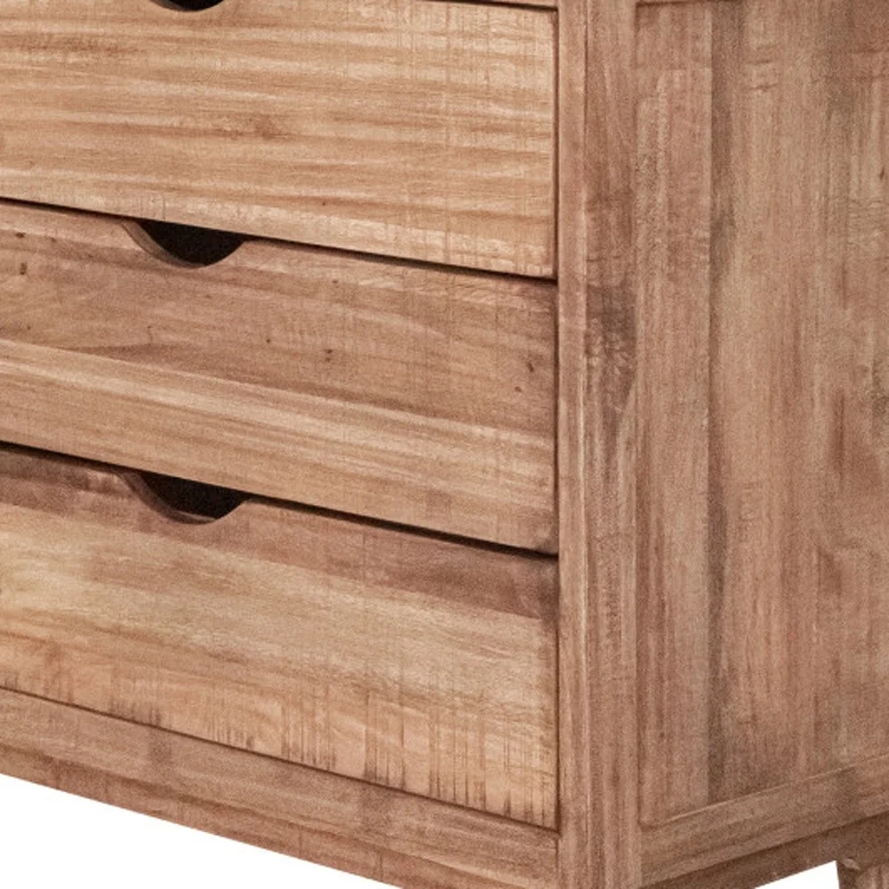 HomeRoots 524589 36 in. Solid Wood Three Drawer Chest, Natural