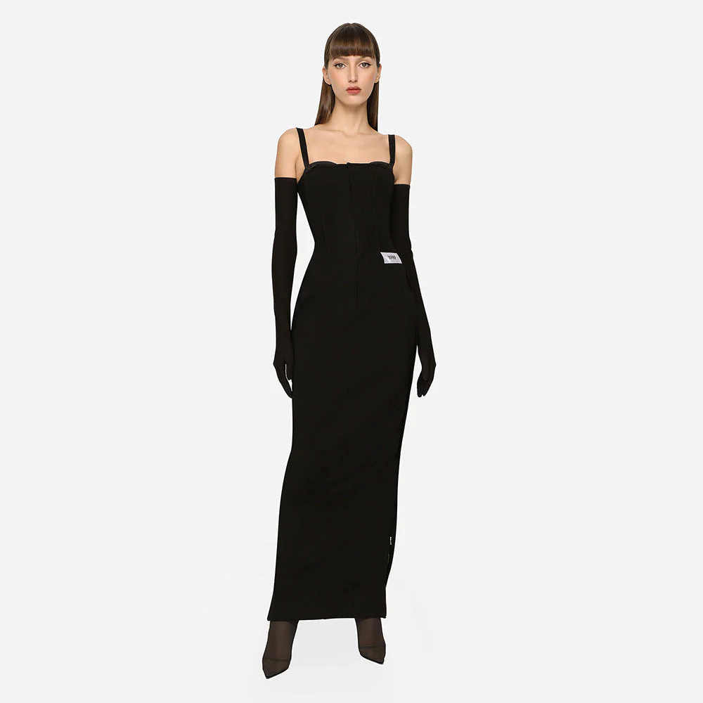 Strapless Maxi Dress with Gloves & High SlitClistos
