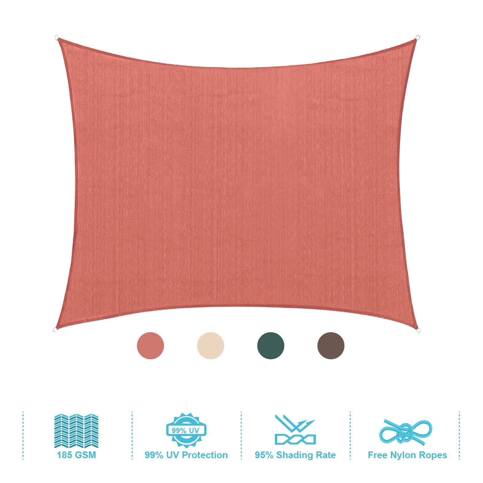 Phi Villa Sun Shade Sail Rectangle Patio Canopy COVER, Wheat, 12&x16&