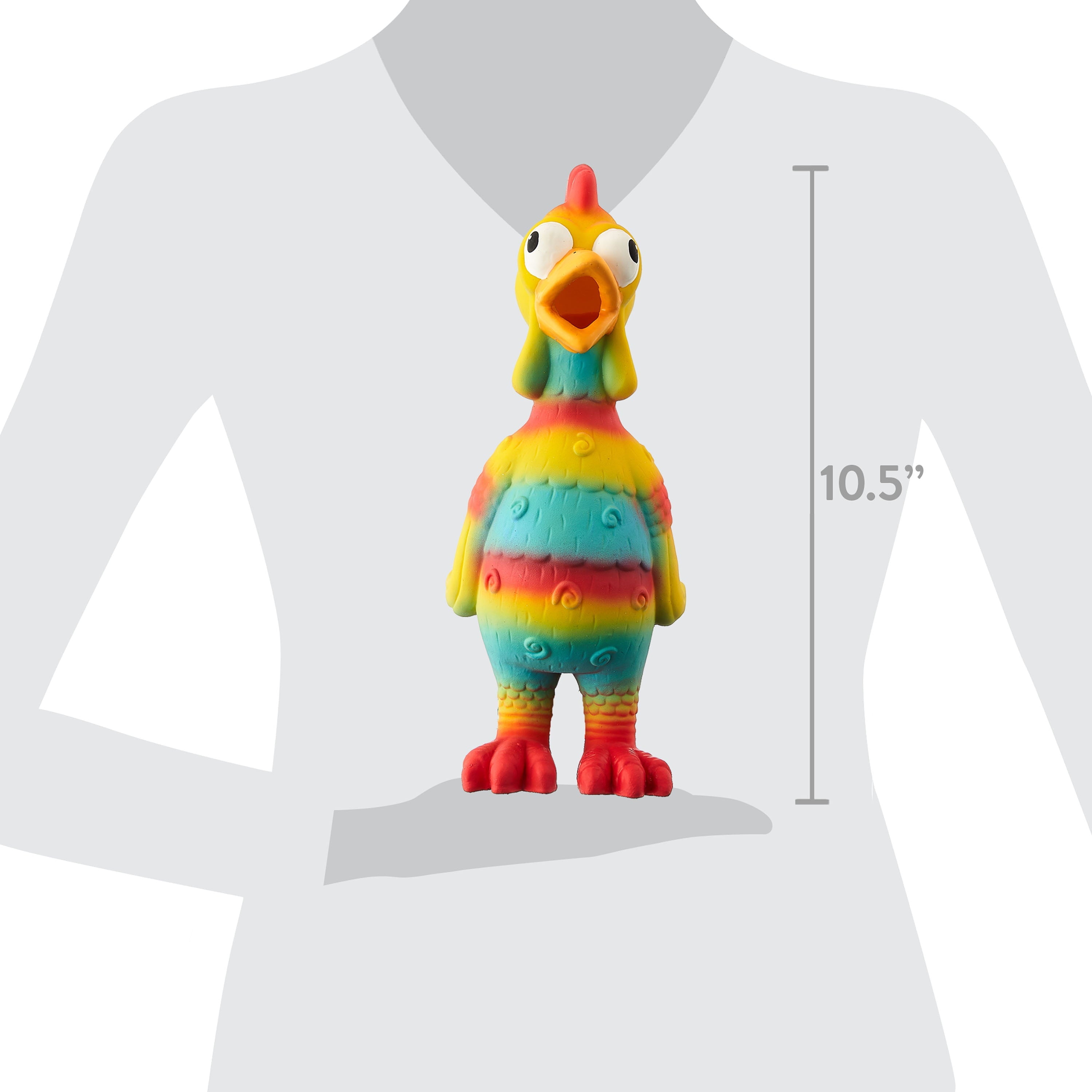 Vibrant Life Playful Buddy Tie Dye Chicken Dog Toy, Chew Level 2, with Squeaker.