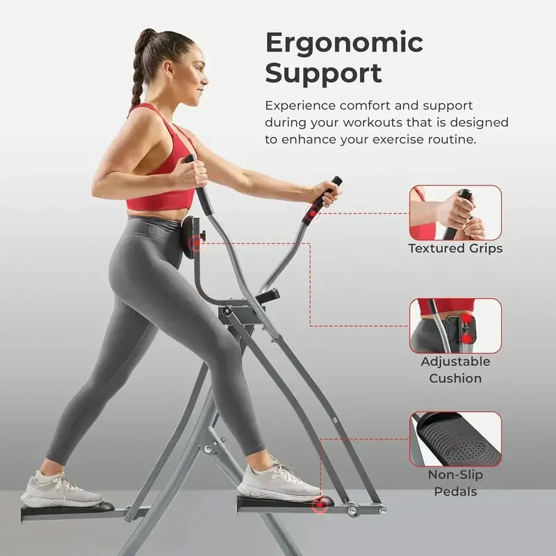 Sunny Health & Fitness Smart Air Walker Elliptical — Low-Impact 30-Inch Stride Home Glider