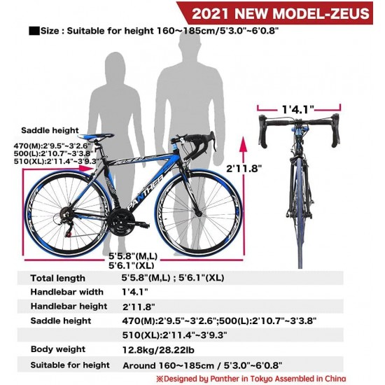 Road Bike Zeus Series 21speeds Aluminum Frame,700 × 25C,Drop Handlebars,Quick Disassembled Wheel